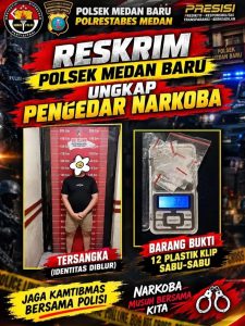 Gerebek Kos di Sei Belutu, Polsek Medan Baru Amankan Pengedar Sabu